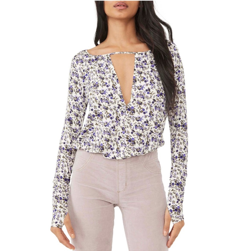 Free People Kaya Print Cutout Bodysuit Size M New with Tag